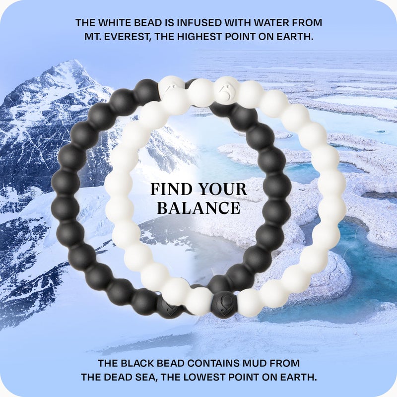 Lokai Silicone Beaded Bracelets for Men & Women - Black & White Matching Bracelets, Couples Friendship Bracelets - Jewelry Fashion Bracelet Slides-On for Comfortable Fit - Image 3
